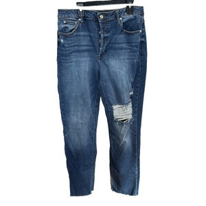 AND NOW THIS Blue Distressed High Rise Raw Hem Jeans Size 31